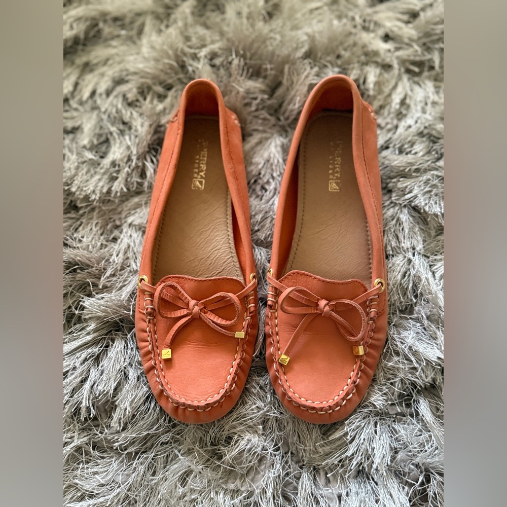 Sperry Orange Leather Moccasin Loafers - Picture 4 of 6